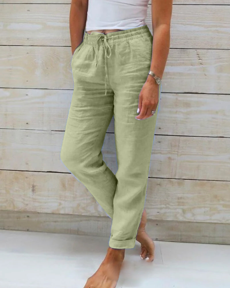 Monika | Cotton trousers with elasticated waistband