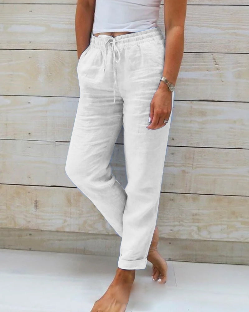 Monika | Cotton trousers with elasticated waistband