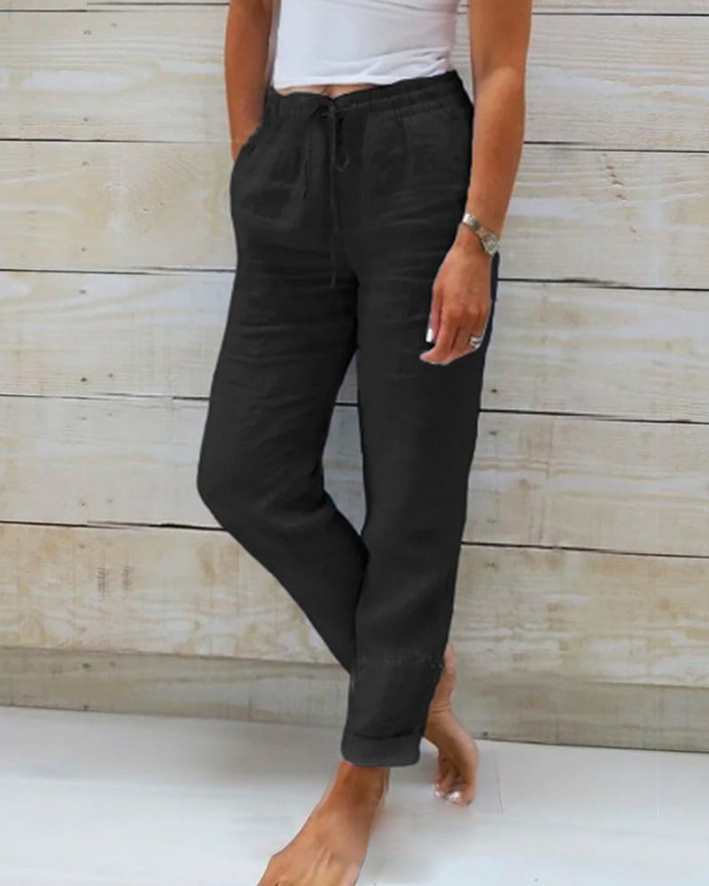 Monika | Cotton trousers with elasticated waistband