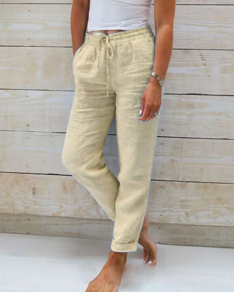 Monika | Cotton trousers with elasticated waistband