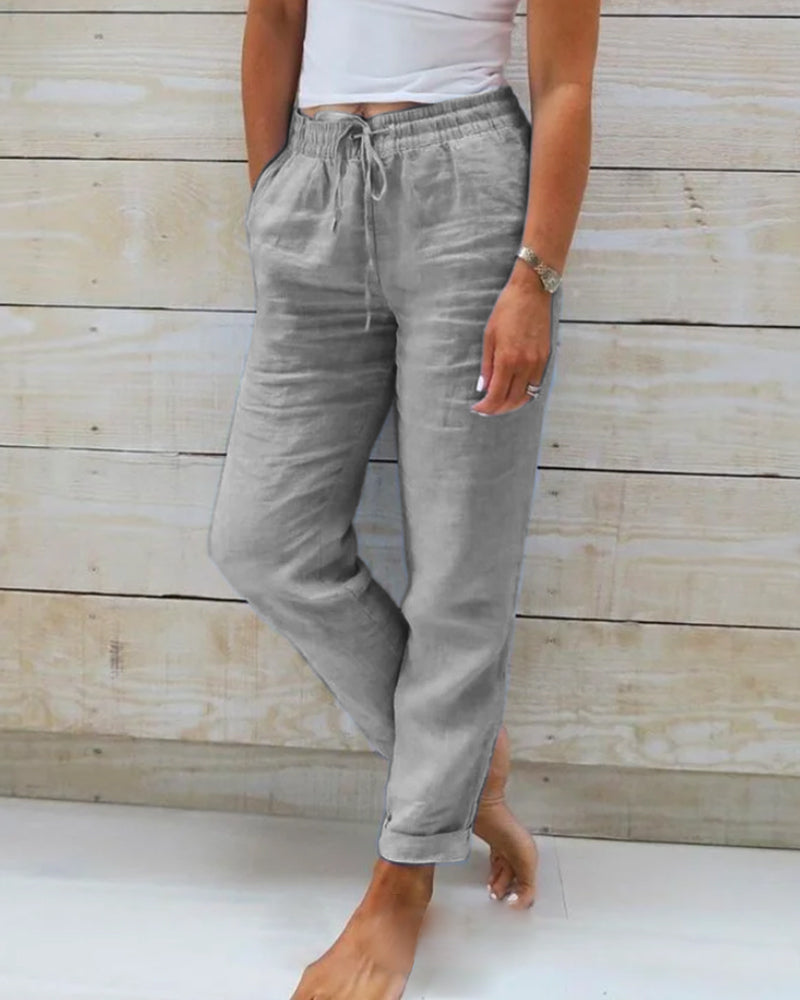 Monika | Cotton trousers with elasticated waistband