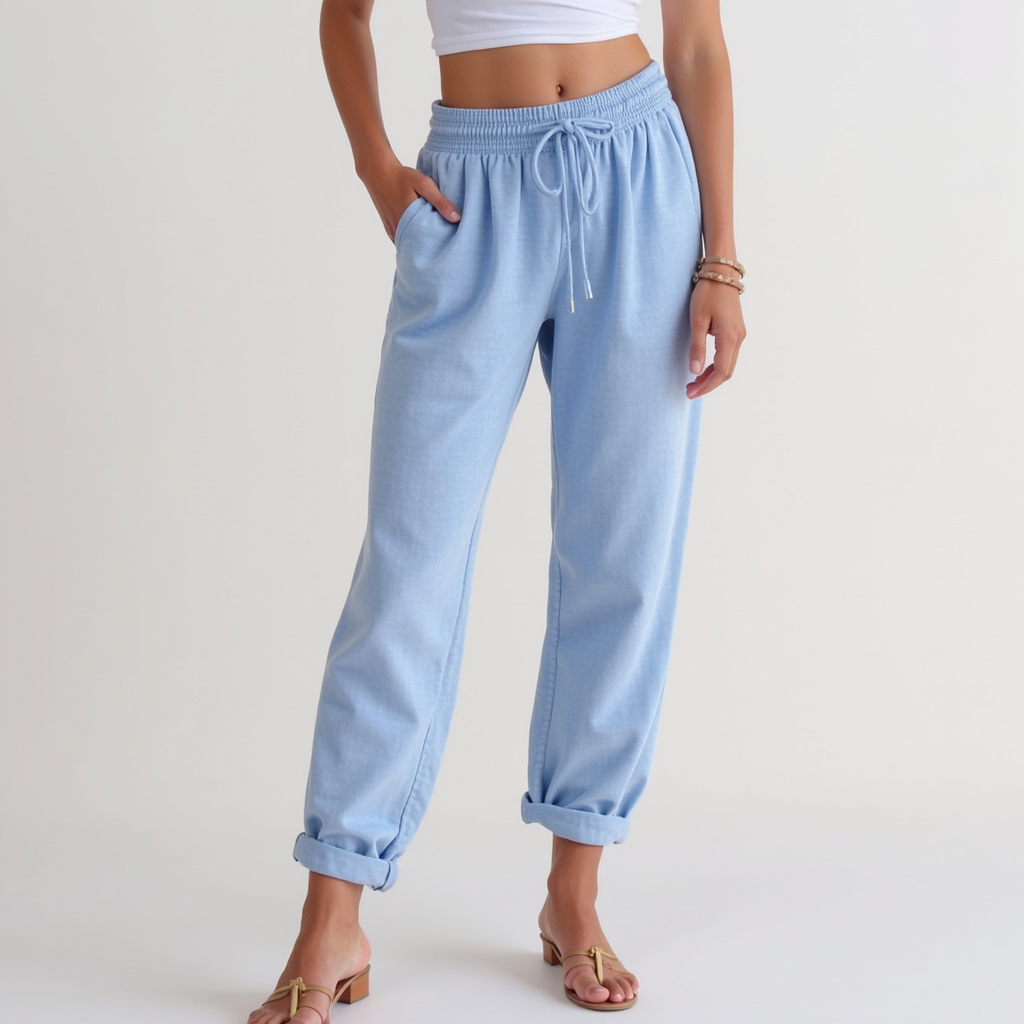 Monika | Cotton trousers with elasticated waistband