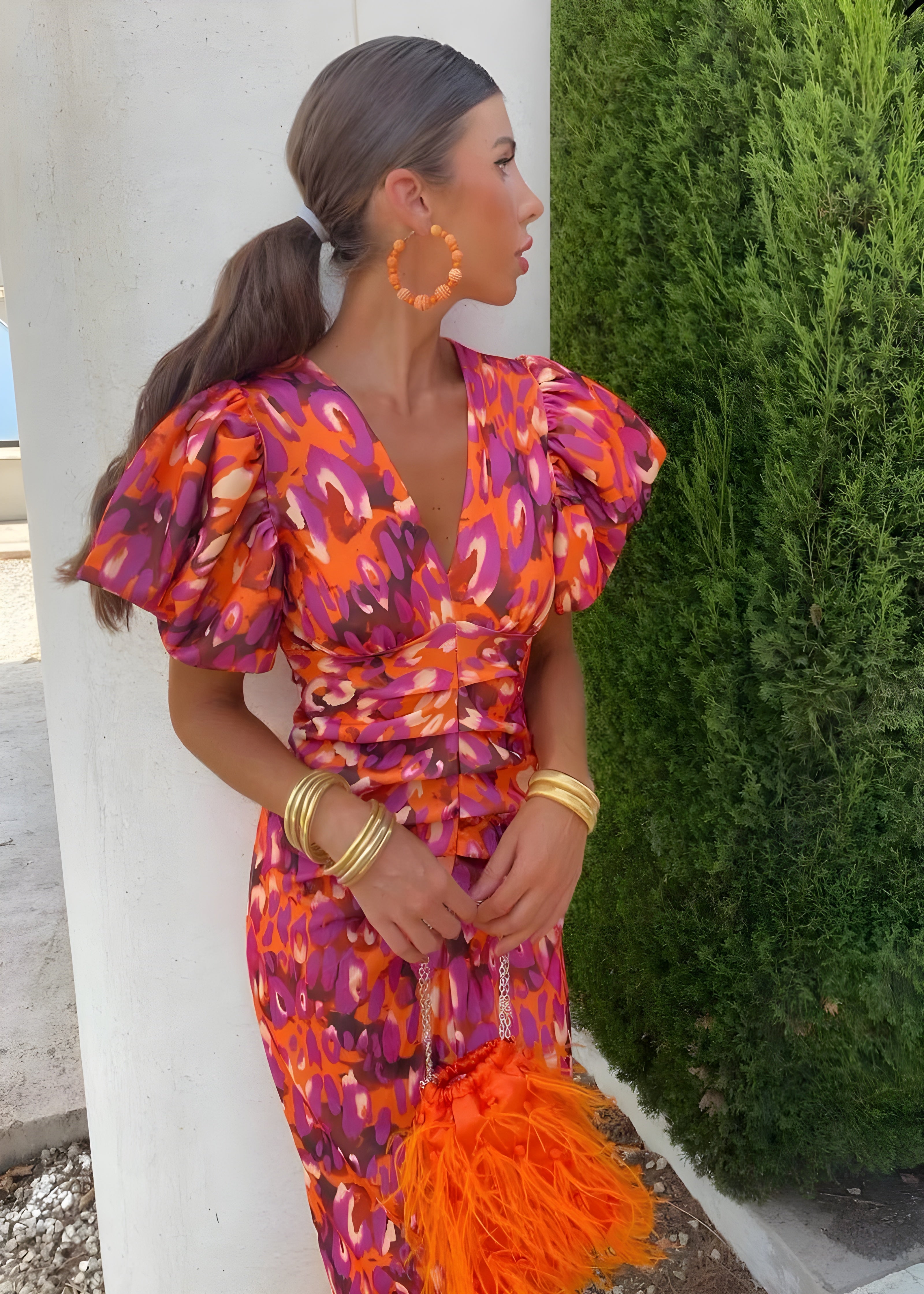 Agneta | Dress with pleated sleeves